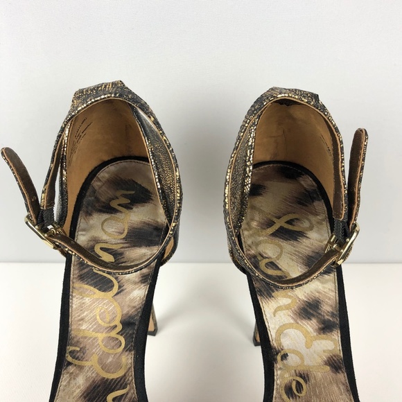 Sam Edelman 'Marina' Gold Flecked Peep-Toe Pump - Picture 3 of 16